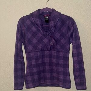 The North Face Purple Plaid Women's Cowl Neck Sweater